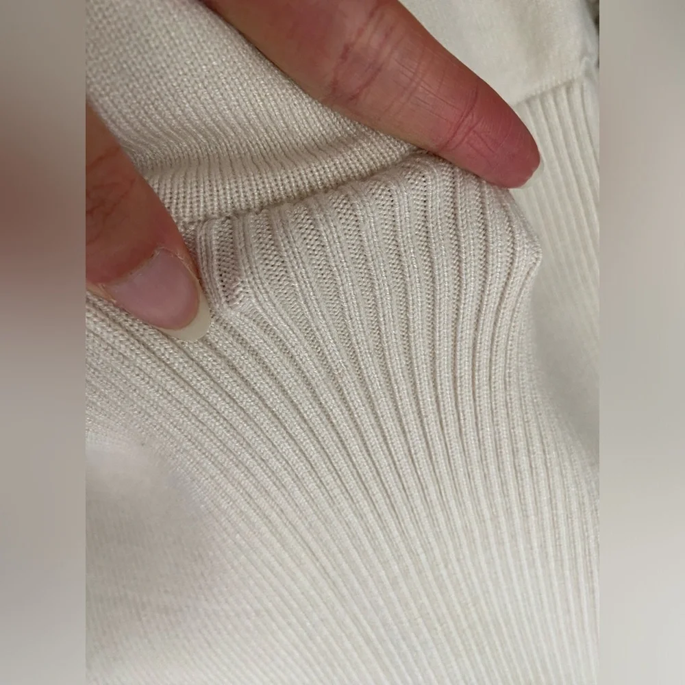 Zara ribbed KNIT stretch pencil midi skirt in Ecru cream neutral size S  NWT